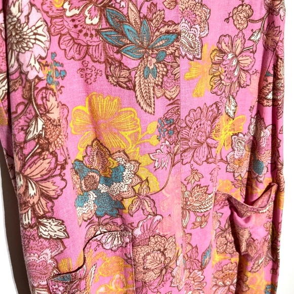 Next Floral Print Sleeveless Casual Dress Pink Linen‎ Blend Size 8 - Picture 5 of 7